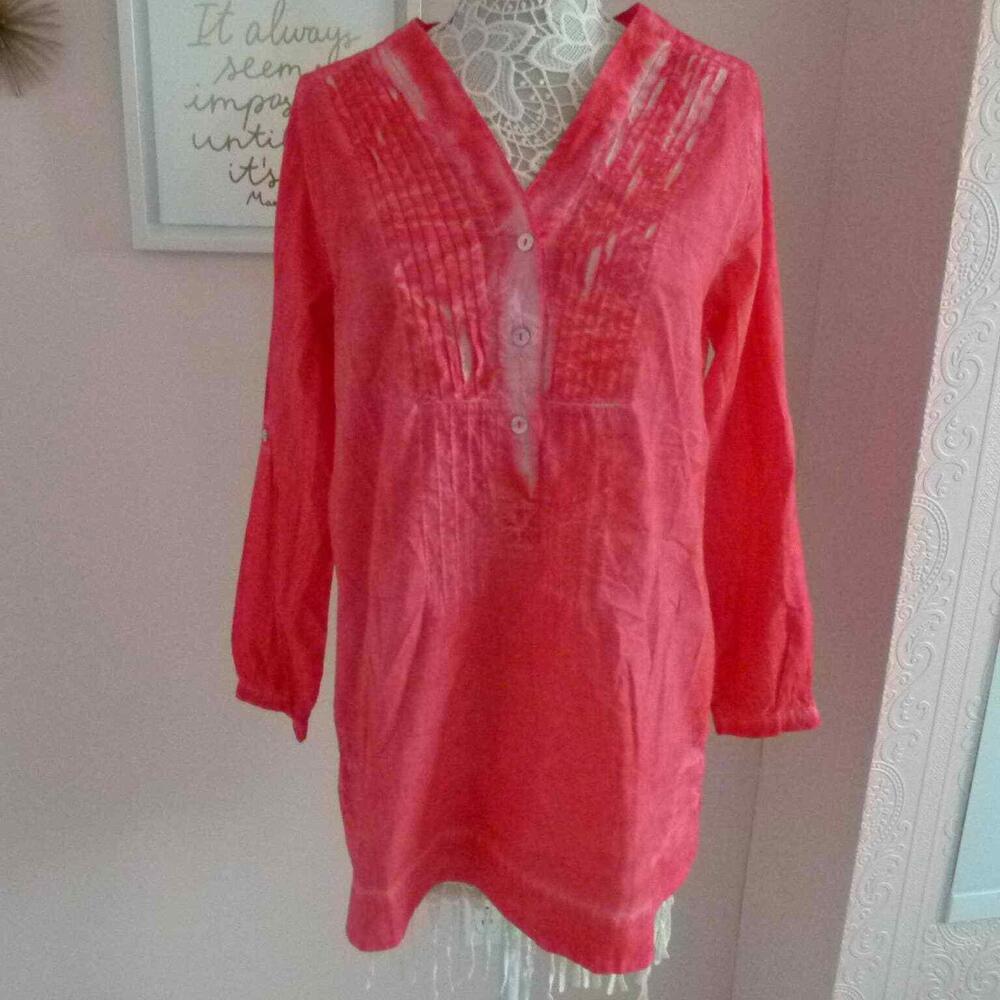NWT Soft Surroundings tye dye pink blouse cotton M
